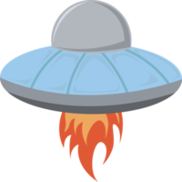 illustration av en blå UFO flygande brand under den png