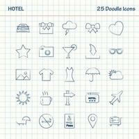 hotel 25 iconos de doodle conjunto de iconos de negocios dibujados a mano vector