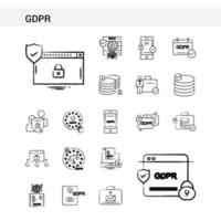 GDPR hand drawn Icon set style isolated on white background Vector