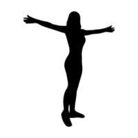 Silhouette girl with arms outstretched to the sides vector
