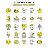 conjunto de iconos de seguridad digital amarillo futuro paquete de iconos de último diseño vector