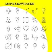 mapas y navegación paquete de iconos dibujados a mano para diseñadores y desarrolladores iconos de gps eliminar mapa mapas navegación brújula gps encabezado vector