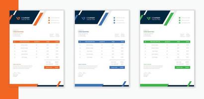 Professional Modern Corporate Invoice template bundle,   business invoice A4 layout vector stationery design