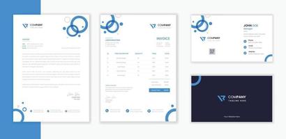 Professional Modern Corporate Stationery design template bundle,  business letterhead with business card  and invoice vector