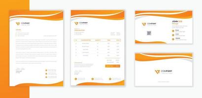 Professional Modern Corporate Stationery design template bundle,  business letterhead with business card  and invoice vector