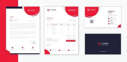 Professional Modern Corporate Stationery design template bundle,  business letterhead with business card  and invoice vector