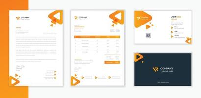 Professional Modern Corporate Stationery design template bundle,  business letterhead with business card  and invoice vector