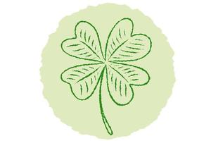 Vector illustration of lucky clover with four leaves in hand drawing style.