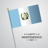 diseño tipográfico del día de la independencia de guatemala con vector de bandera