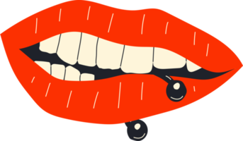 Lips piercing  in cartoon style. png