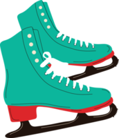 patins de gelo coloridos para patinação artística no inverno. pista de patinação ao ar livre. vintage moderno. png