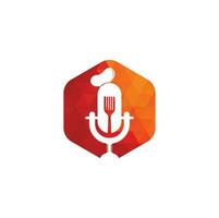plantilla de diseño de logotipo de podcast de chef. vector de diseño de logotipo de educación de chef