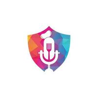 plantilla de diseño de logotipo de podcast de chef. vector de diseño de logotipo de educación de chef