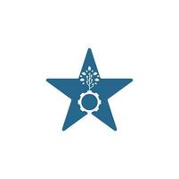 diseño de logotipo vectorial de concepto de forma de estrella de hoja de engranaje. energía ecológica verde, tecnología e industria. vector