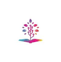 Education tech logo design vector. Book and tech tree logo design. vector