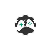 Game with Gear logo template vector. Joystick design Icon. GEAR GAME logo vector