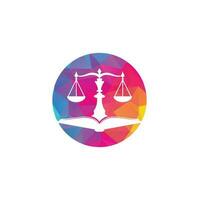 Law education logo design. Vector Libra and open book logo combination.