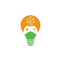 Game and tech tree bulb shape concept logo design template. Gaming and leaf logo design template. vector
