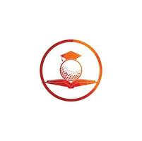 vector de diseño de logotipo de golf de libro de graduación. elemento de diseño de logotipo de icono de libro de golf