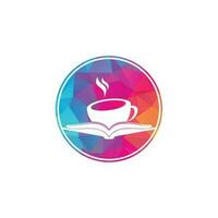 diseño del logotipo del vector del libro de café. logo icónico de la librería de té.