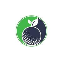 Golf leaves logo template. Golf ball and leaves, golf ball and sport logo vector