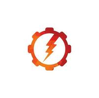 Electric gear vector logo template illustration. Thunder and gear logo design icon.