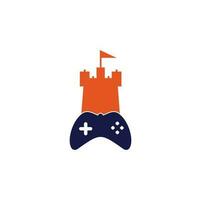 vector del logotipo del castillo y del juego. controlador de concepto de plantilla de diseño de logotipo de juego de castillo.