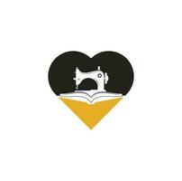 Book Manual sew machine heart shape logo. Simple illustration of manual sew machine icon. vector