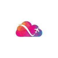 logotipo de concepto de forma de nube de viaje en avión. i vector