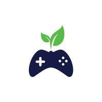 Game and leaf logo design template. Gaming and leaf logo design template. vector