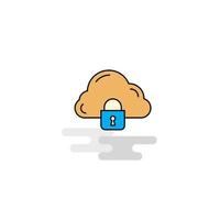 Flat Cloud protected Icon Vector