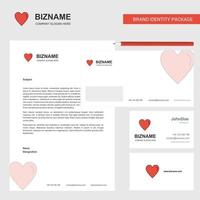 Heart Business Letterhead Envelope and visiting Card Design vector template