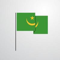 vector de diseño de bandera ondeante de mauritania