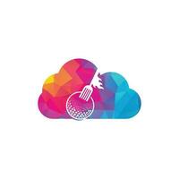 Golf and fork cloud shape conecpt logo design template. Golf restaurant logo design vector