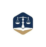 Law education logo design. Vector Libra and open book logo combination.