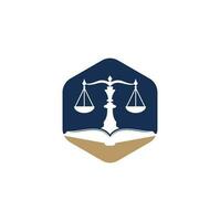 Law education logo design. Vector Libra and open book logo combination.