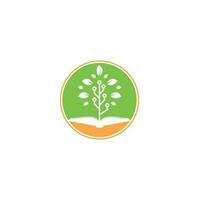 Education tech logo design vector. Book and tech tree logo design. vector