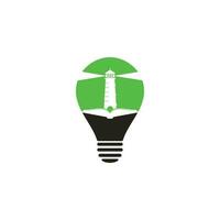 Book and Light House bulb shape concept Logo design template. Book lighthouse icon vector