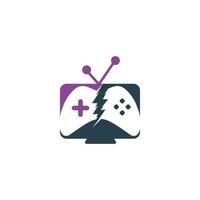 gamepad and tv, play game icon. Game and tv logo design vector