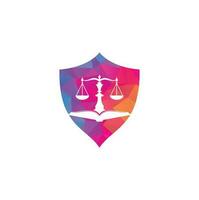 diseño del logotipo de educación jurídica. vector libra y combinación de logotipo de libro abierto.