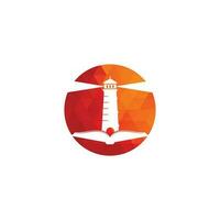 Book and Light House Logo design template. Book lighthouse icon vector