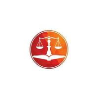 Law education logo design. Vector Libra and open book logo combination.