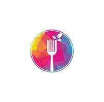 Healthy Food Logo design. Fork and leaf Logo icon. vector