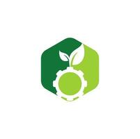 diseño de logotipo de vector de hoja de engranaje. energía ecológica verde, tecnología e industria.