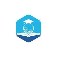 vector de diseño de logotipo de golf de libro de graduación. elemento de diseño de logotipo de icono de libro de golf