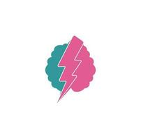 Brain and thunder logo. power brain logo design template. Brain power with electric symbol for logo design vector editable