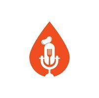 Chef podcast drop shape concept logo design template. chef education logo design vector