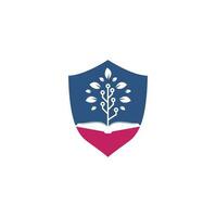 Education tech logo design vector. Book and tech tree logo design. vector