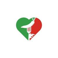 chile caliente con diseño de logotipo de concepto de forma de corazón de horquilla. plantilla de logotipo de chili y tenedor adecuada para comida picante, menú de restaurante. vector