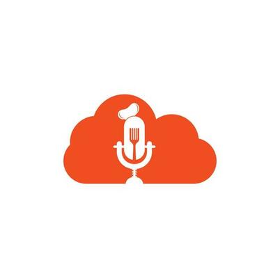 Chef podcast cloud shape concept logo design template. chef education logo design vector